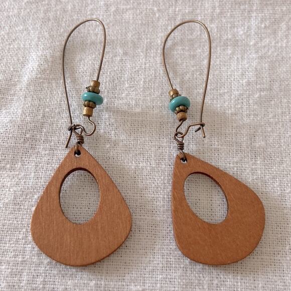 Turquoise Bohemian Jewelry Set Boho Earrings 4 pc Bracelet Tree of Life Charm - Picture 4 of 4